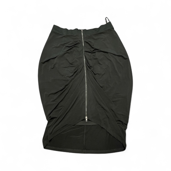 City Chic Black Zip Front Bodycon Ruched Midi Skirt 16 - Picture 1 of 13